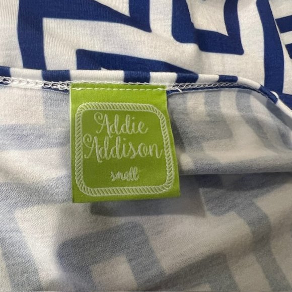 Addie Addison Blue & White V-Neck 3/4 Sleeve Dress Size Small - Picture 9 of 9